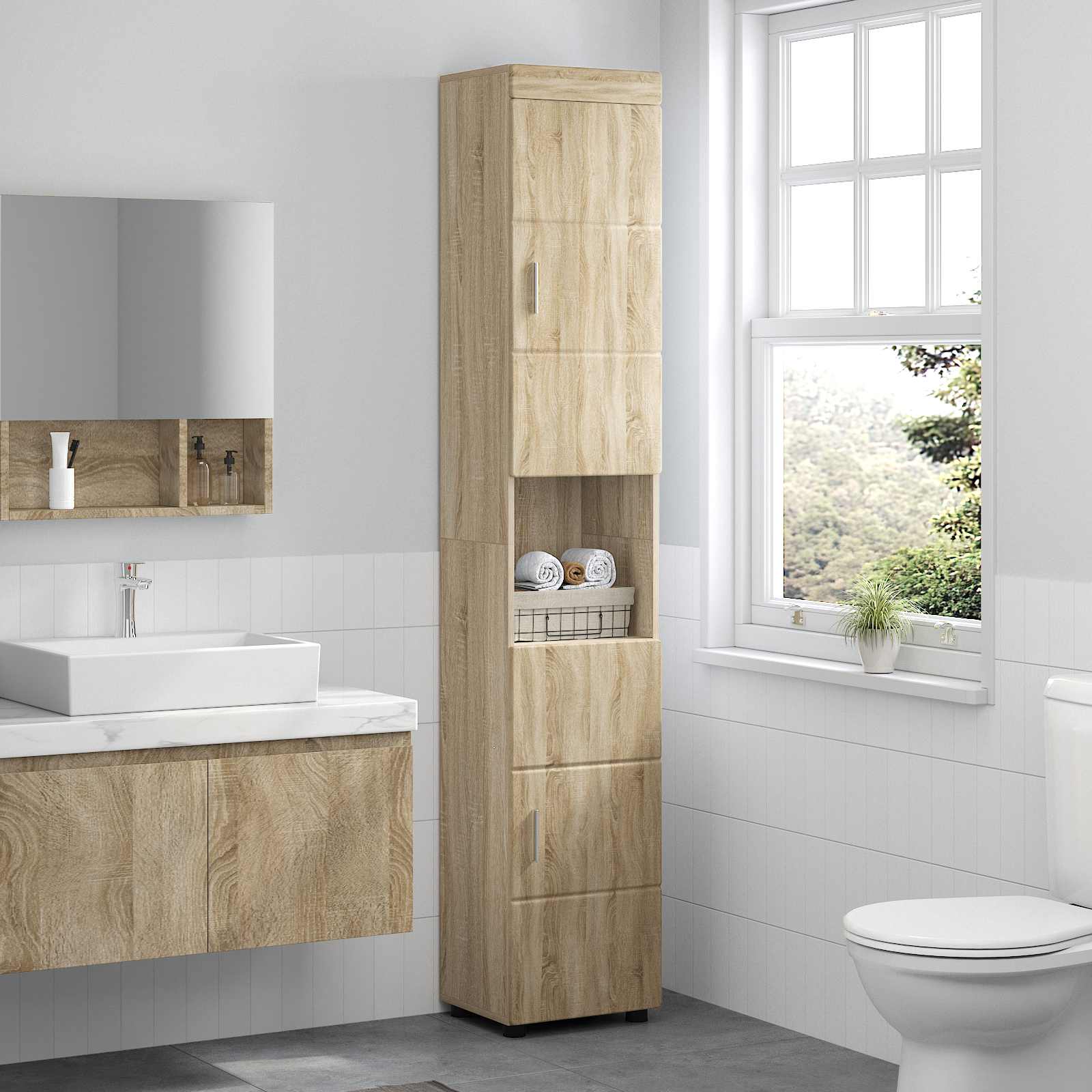 Badezimmerschrank-Set TULUM Sonoma-Eiche 37 x 31,5 x 203 cm