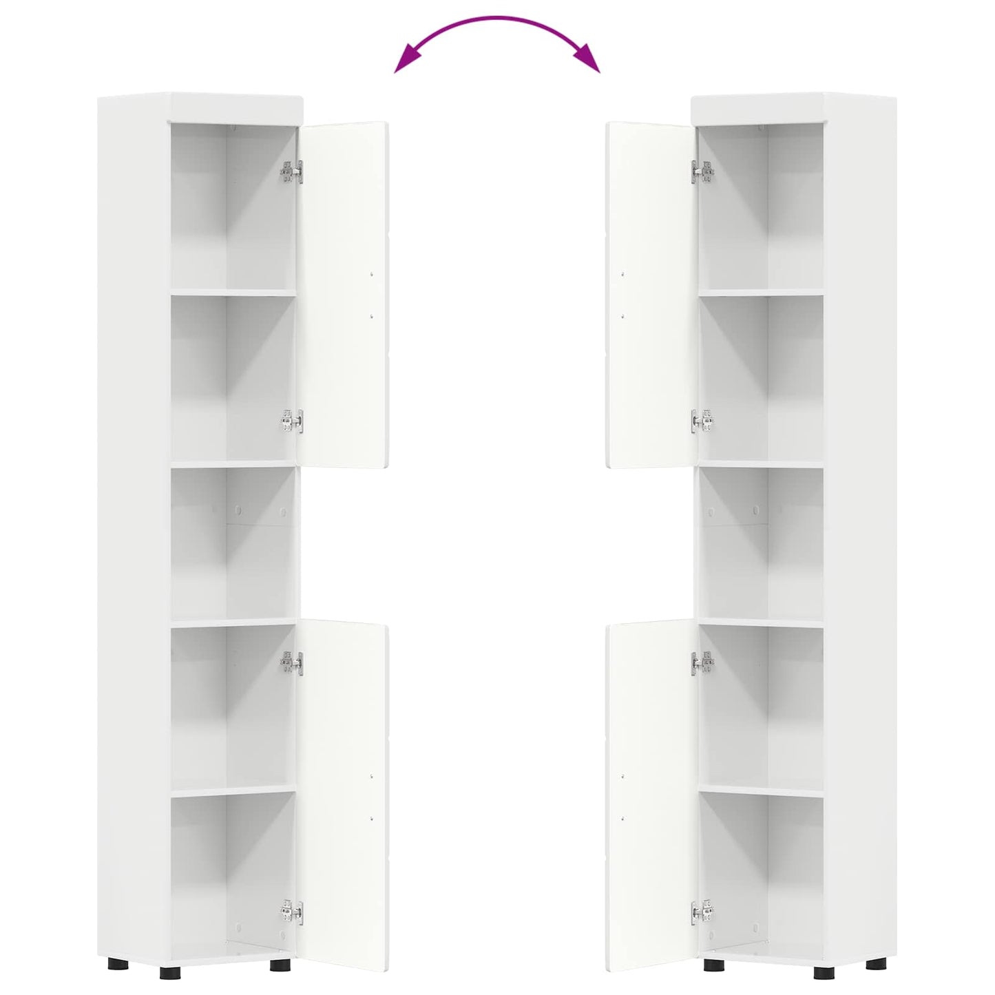 Badezimmerschrank-Set TULUM Hochglanz Weiß 37 x 31,5 x 203 cm