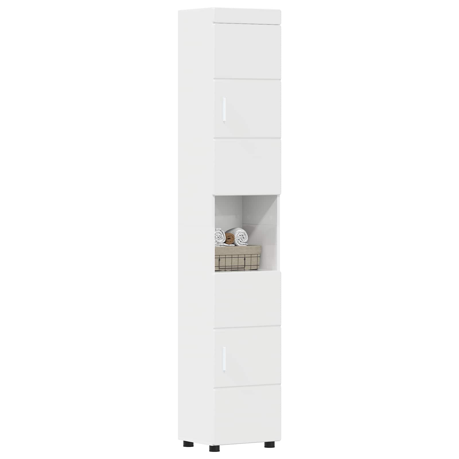 Badezimmerschrank-Set TULUM Hochglanz Weiß 37 x 31,5 x 203 cm