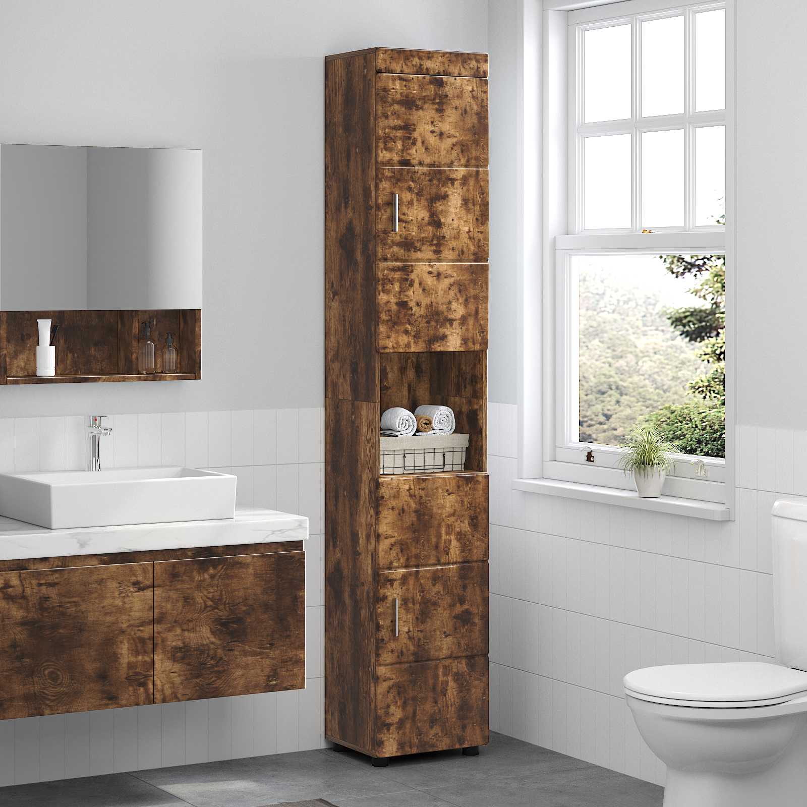 Badezimmerschrank-Set TULUM Geräucherte Eiche