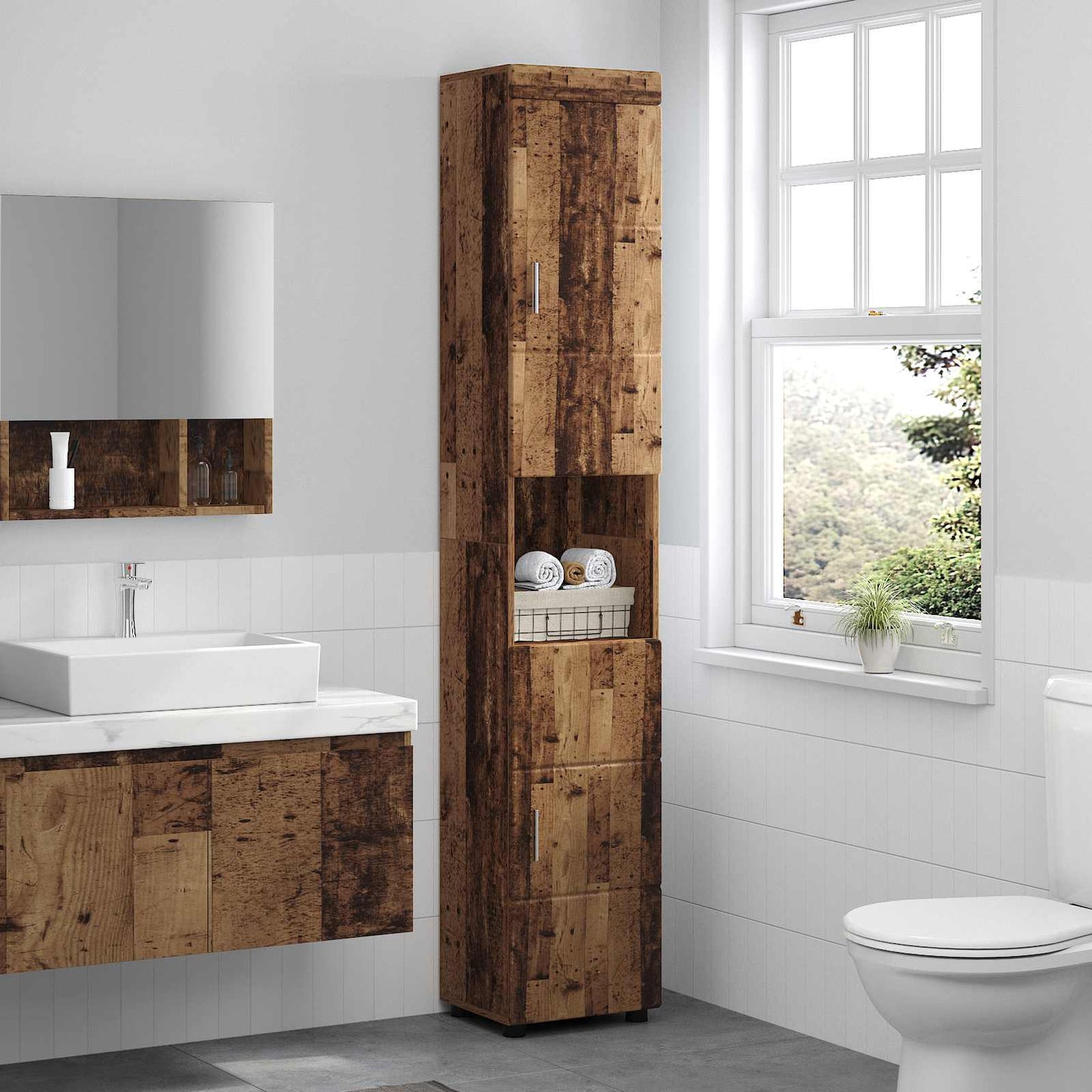 Badezimmerschrank-Set TULUM Altholz 37 x 31,5 x 203 cm