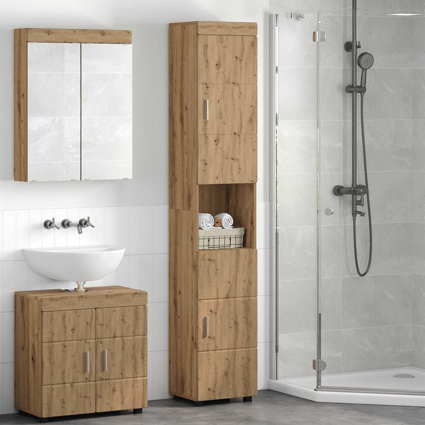 Badezimmerschrank-Set TULUM Artisan-Eiche 37 x 31,5 x 203 cm