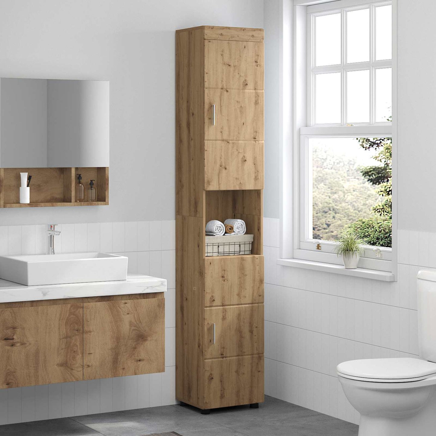 Badezimmerschrank-Set TULUM Artisan-Eiche 37 x 31,5 x 203 cm