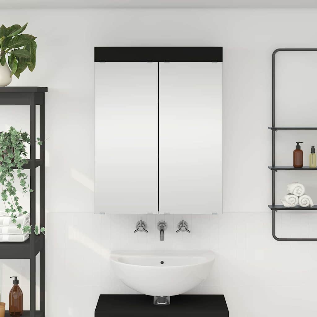 Badezimmerspiegelschrank TULUM Schwarz 60 x 16,5 x 78 cm