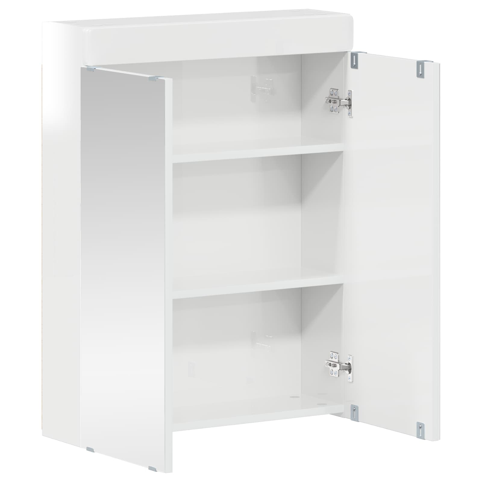 Badezimmerspiegelschrank TULUM Hochglanz Weiß 60 x 16,5 x 78 cm