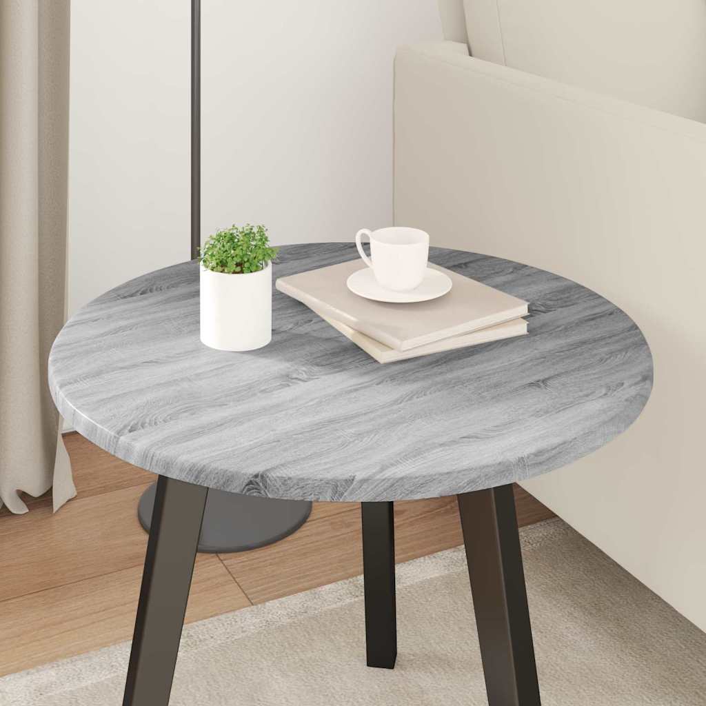 Tischplatte Ø 50 x 1,5 cm Rund Holzwerkstoff Sonoma-Grau