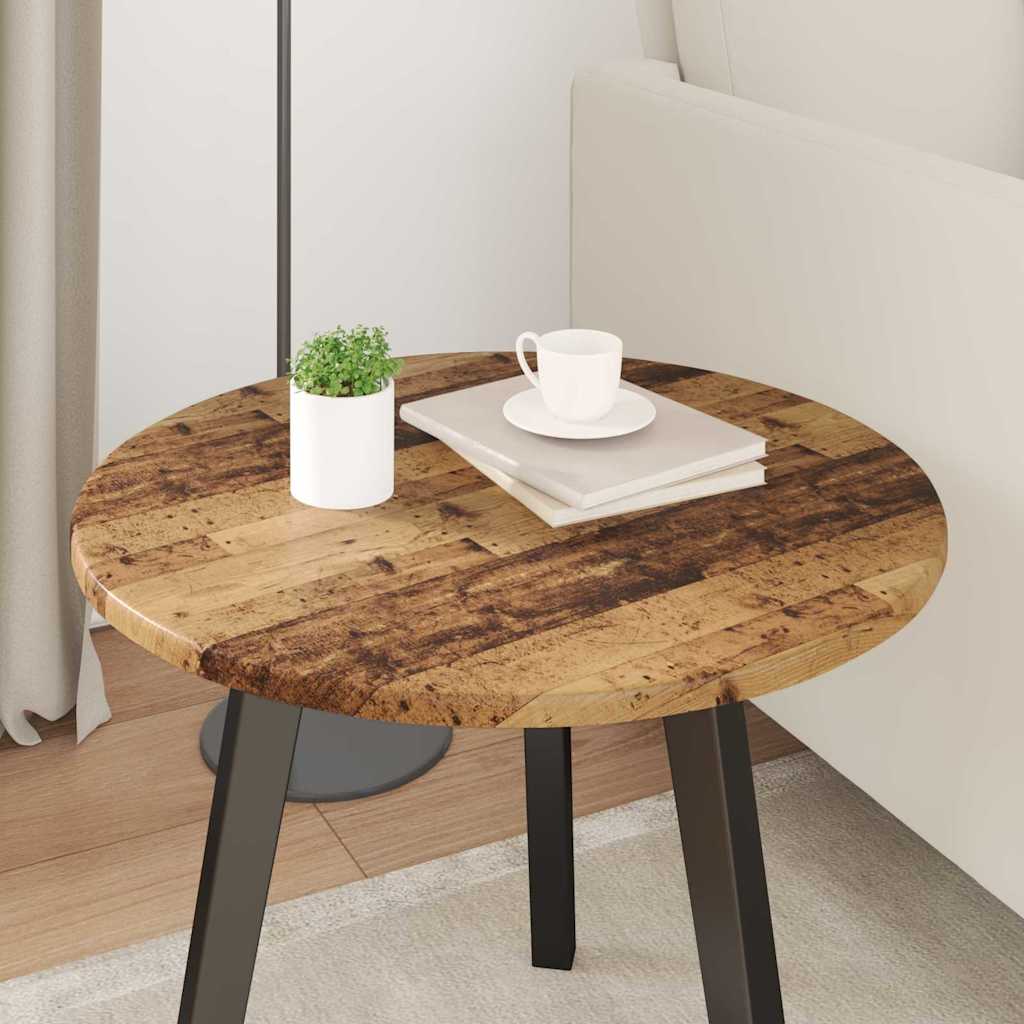 Tischplatte Ø 50 x 1,5 cm Rund Holzwerkstoff Altholz