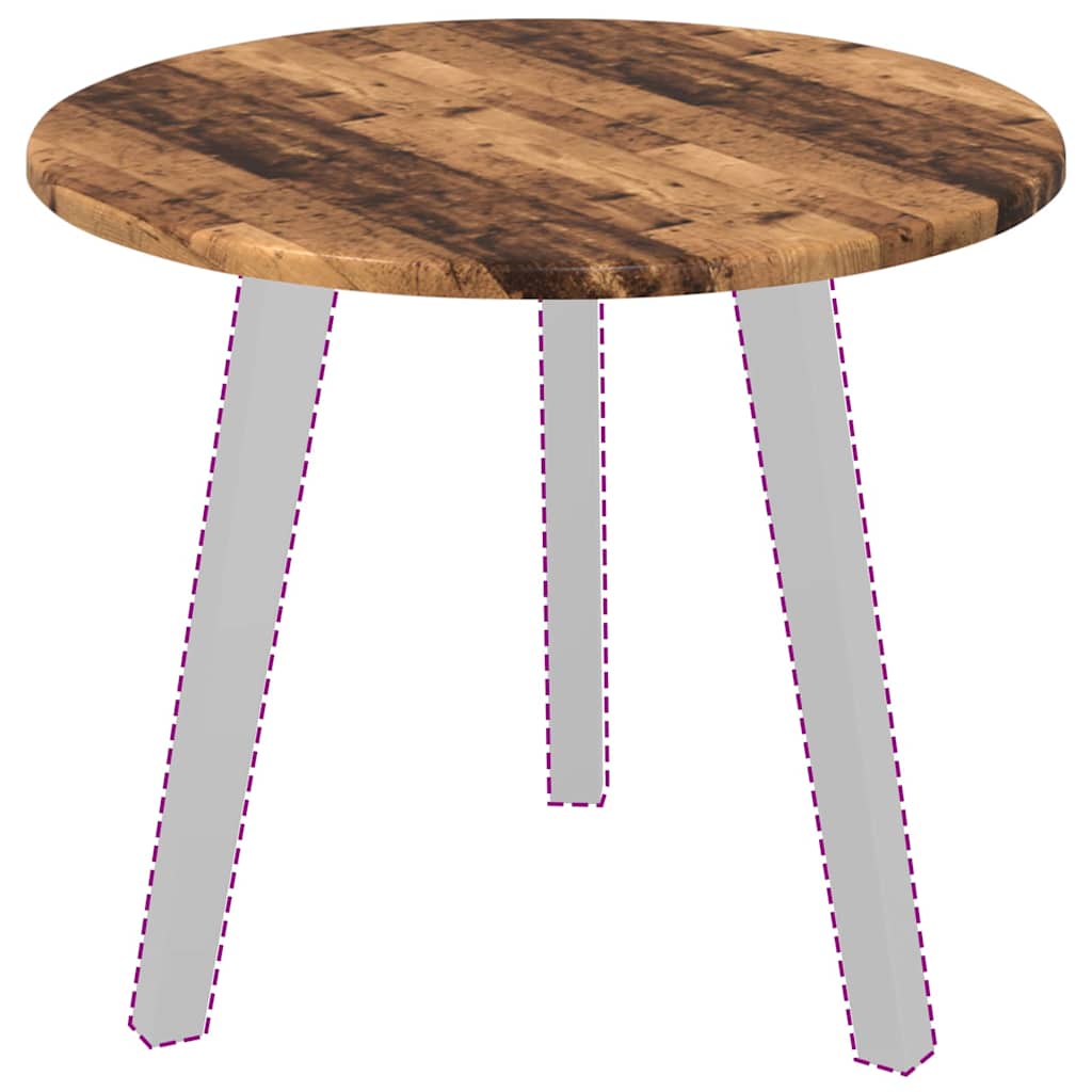 Tischplatte Ø 50 x 1,5 cm Rund Holzwerkstoff Altholz