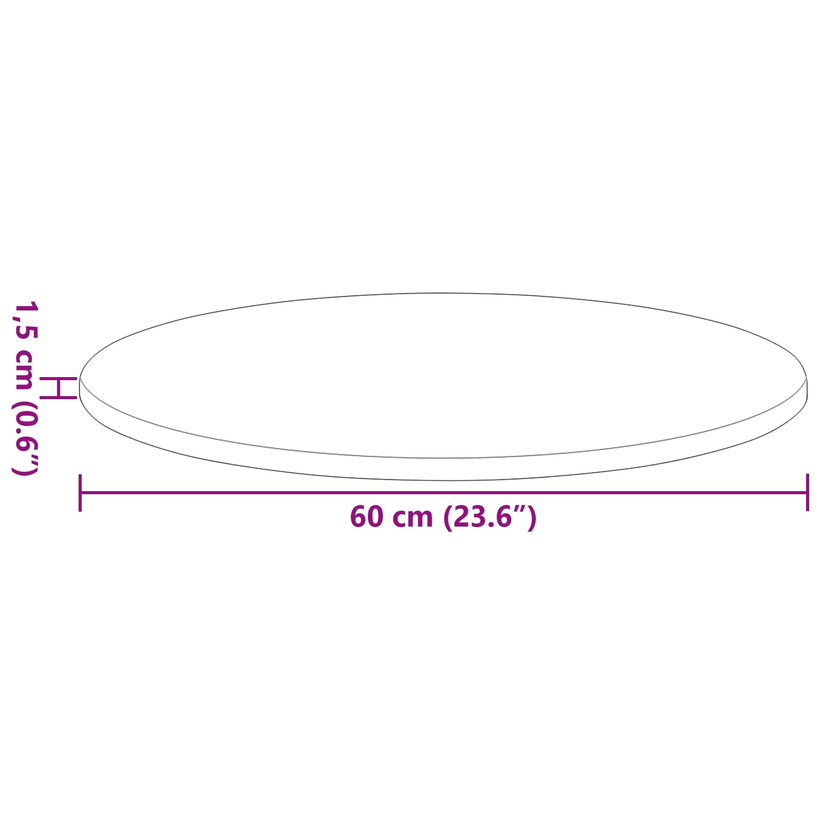 Tischplatte Ø 60 x 1,5 cm Rund Holzwerkstoff Schwarz