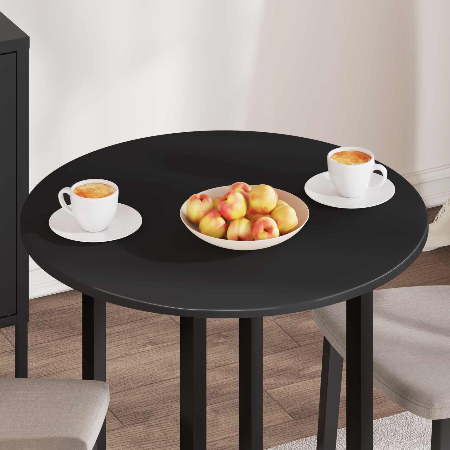 Tischplatte Ø 70 x 1,5 cm Rund Holzwerkstoff Schwarz