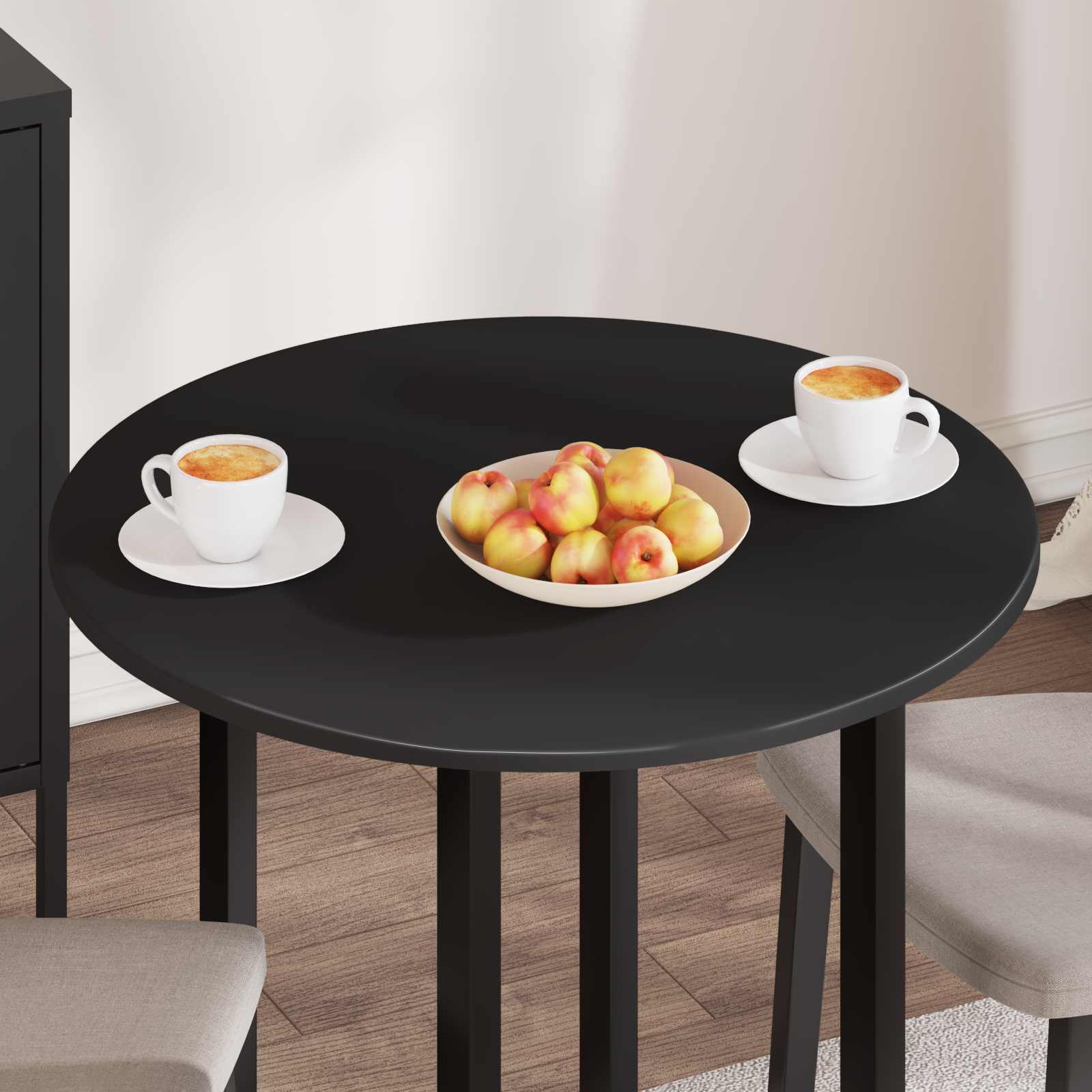 Tischplatte Ø 70 x 1,5 cm Rund Holzwerkstoff Schwarz