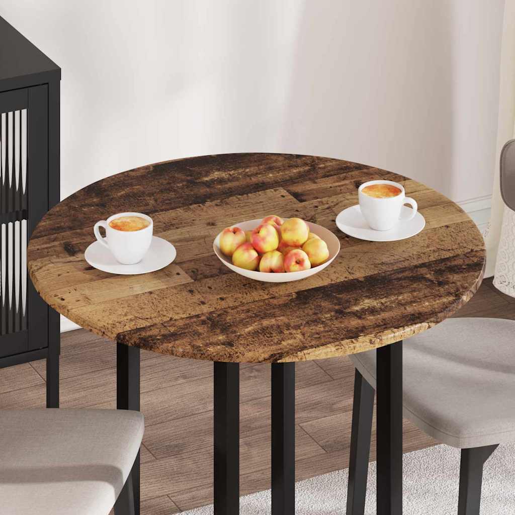 Tischplatte Ø 80 x 1,5 cm Rund Holzwerkstoff Altholz