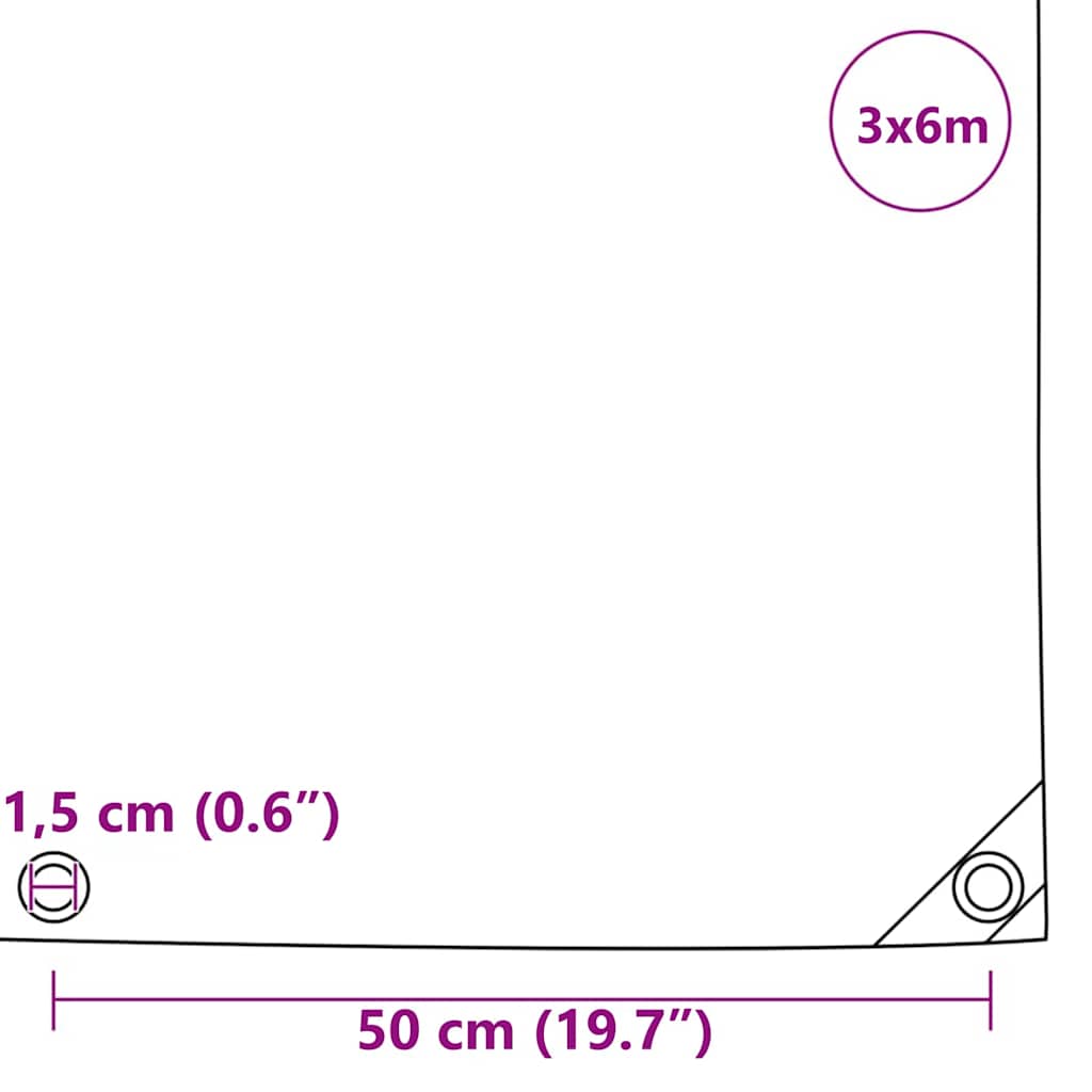 Plane 650g / m² Olivgrün 3 x 6 m Canvas mit PVC-Beschichtung