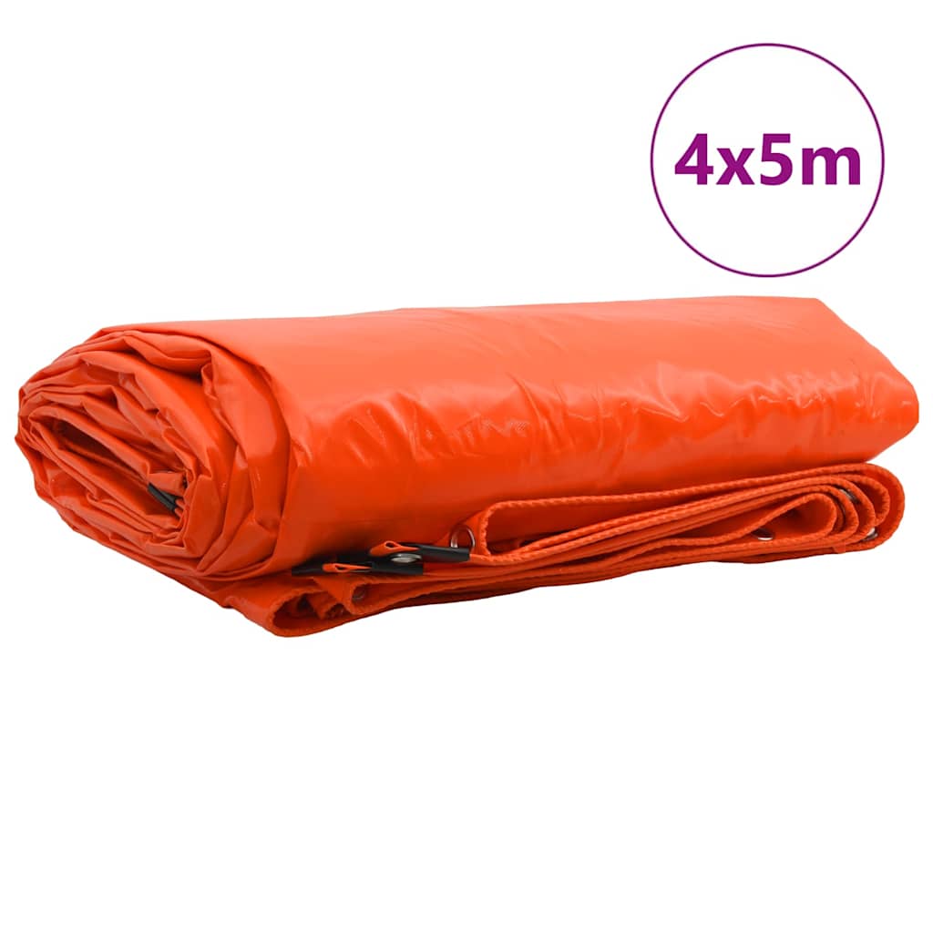 Plane 650g / m² Orange 4 x 5 m Canvas mit PVC-Beschichtung