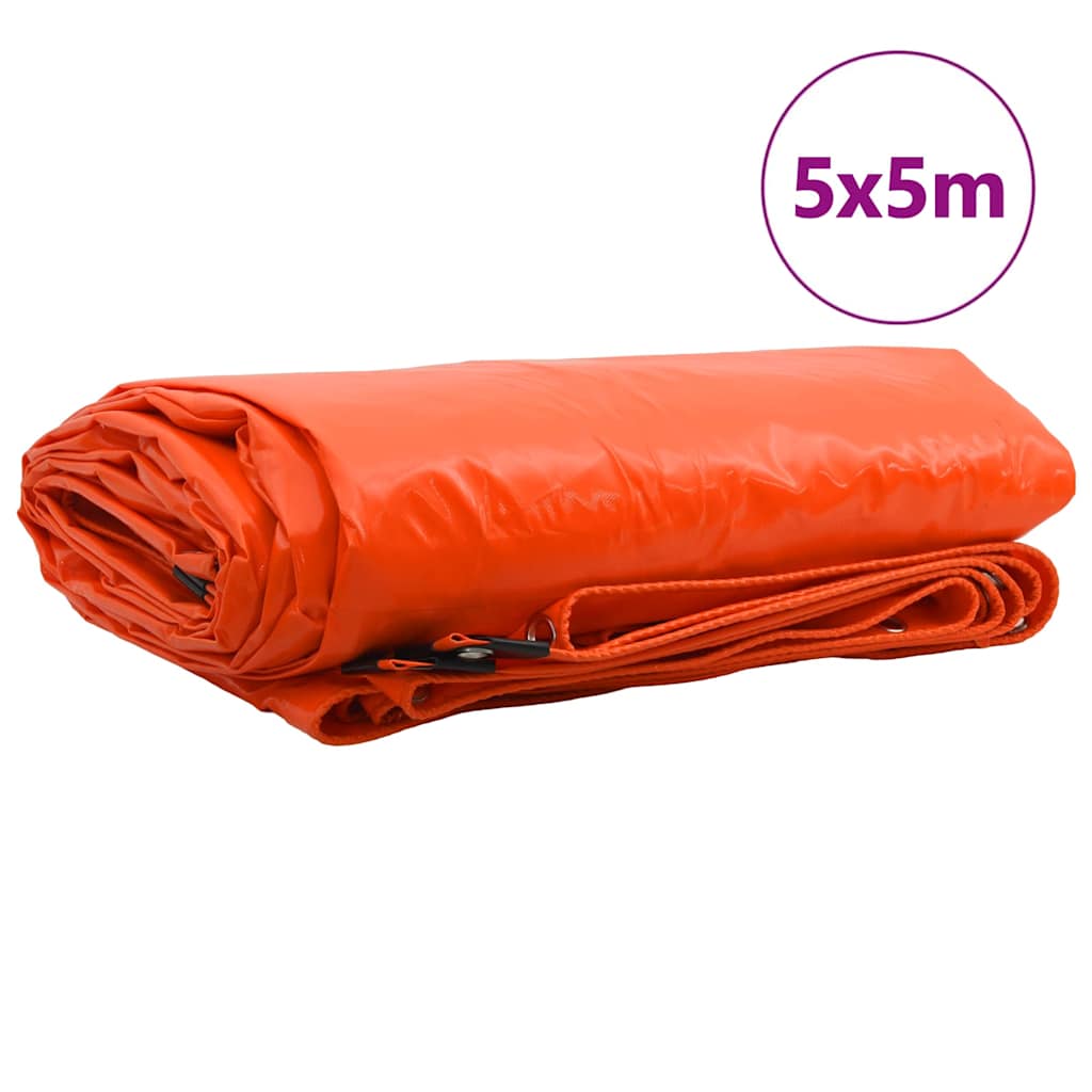 Plane 650g / m² Orange 5 x 5 m Canvas mit PVC-Beschichtung