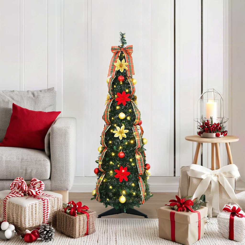 Künstlicher Weihnachtsbaum mit 50 LEDs Grün 125 cm PVC