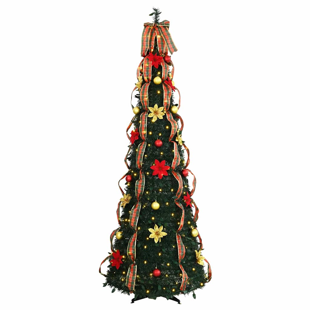 Künstlicher Weihnachtsbaum mit 150 LEDs Grün 185 cm PVC