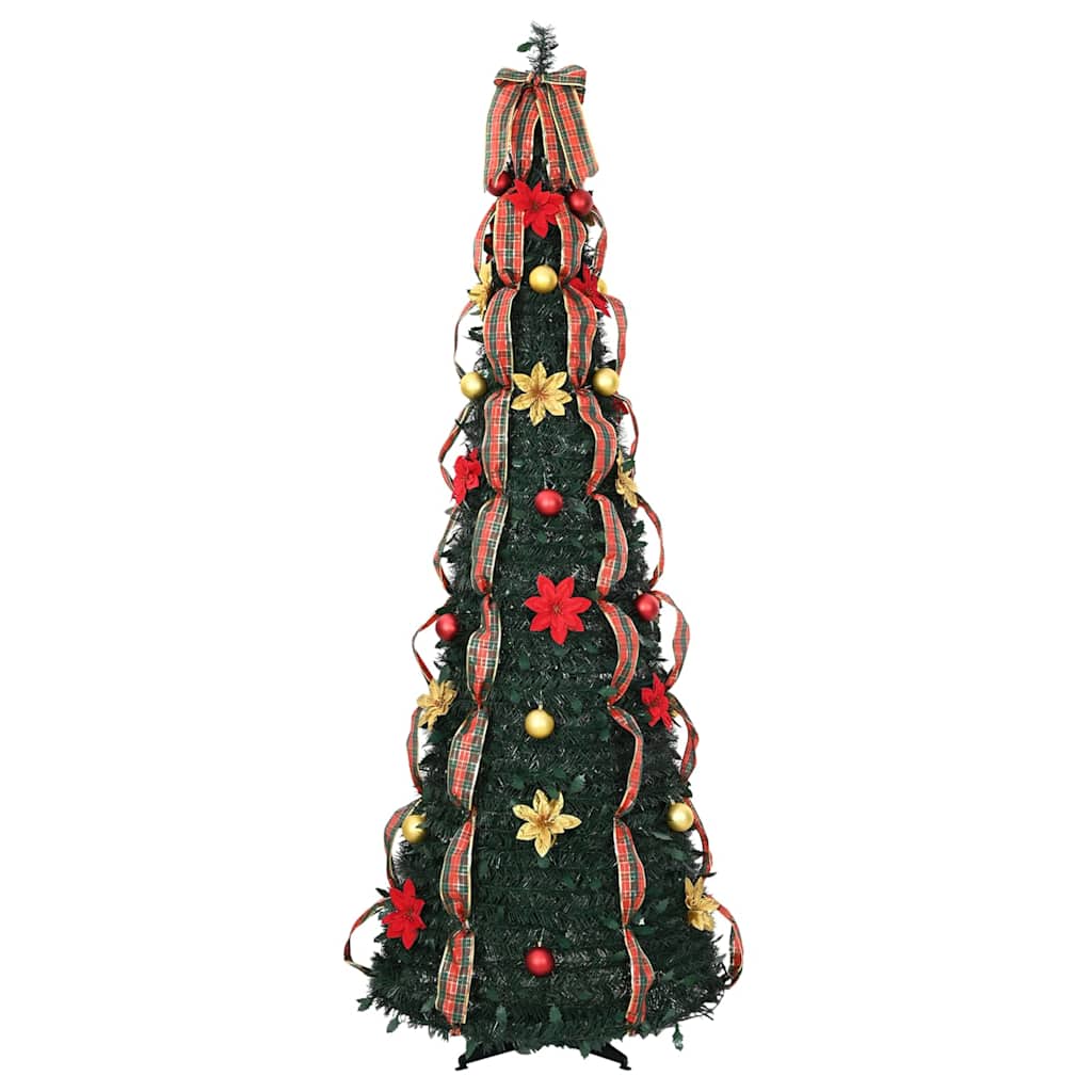 Künstlicher Weihnachtsbaum mit 150 LEDs Grün 185 cm PVC