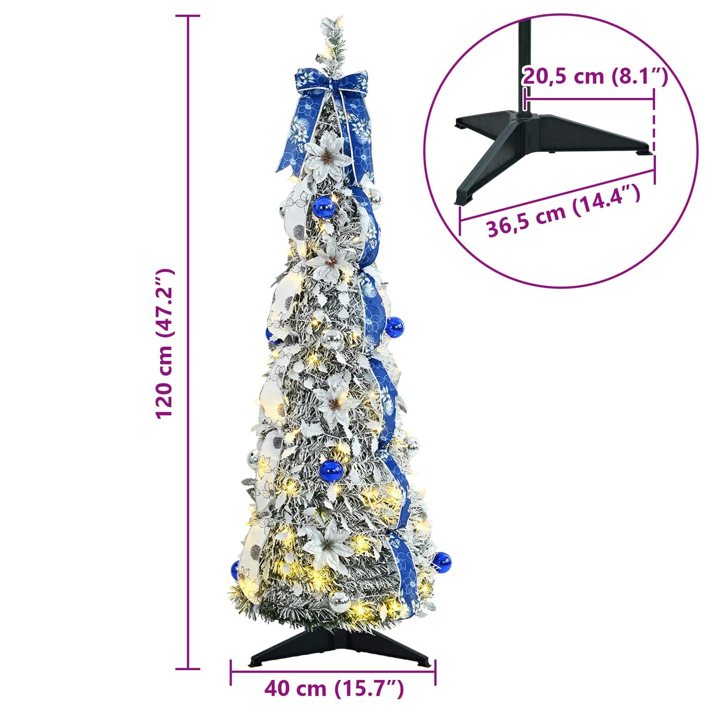 Künstlicher Weihnachtsbaum Weiß 120 cm PVC