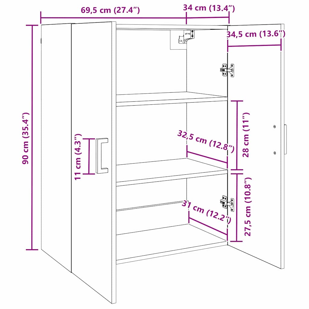 Wandschrank 2 stk. Altholz 69,5 x 34 x 90 cm Holzwerkstoff