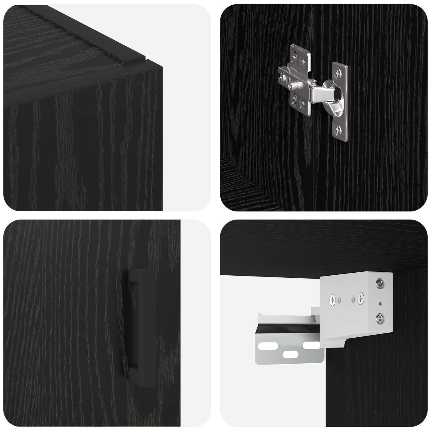Wandschrank 2 stk. Schwarz Eichen-Optik 69,5 x 34 x 90 cm