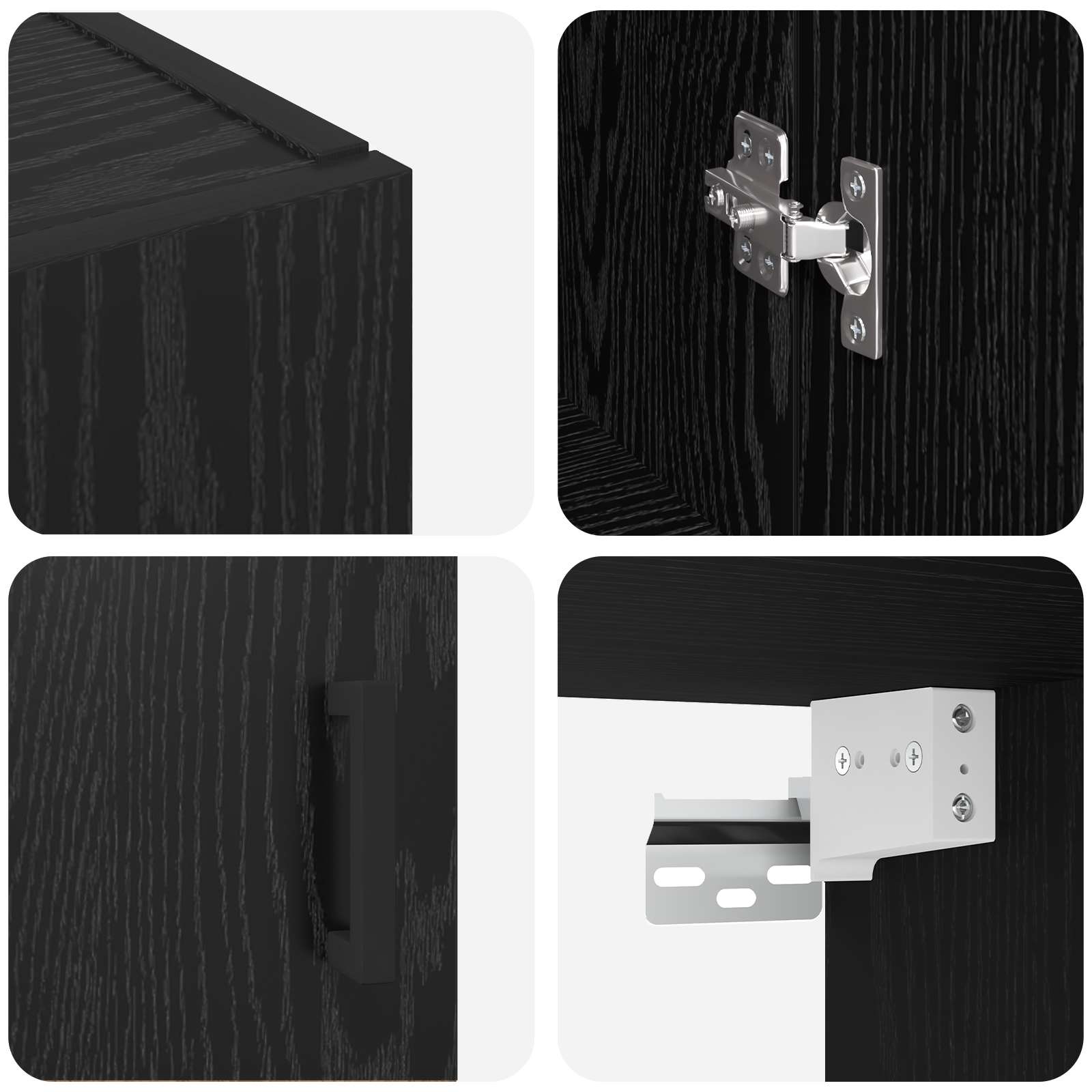 Wandschrank 2 stk. Schwarz Eichen-Optik 69,5 x 34 x 90 cm