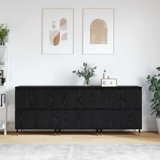 Aufbewahrungsschrank 3 Stk. Schwarz Eichen-Optik