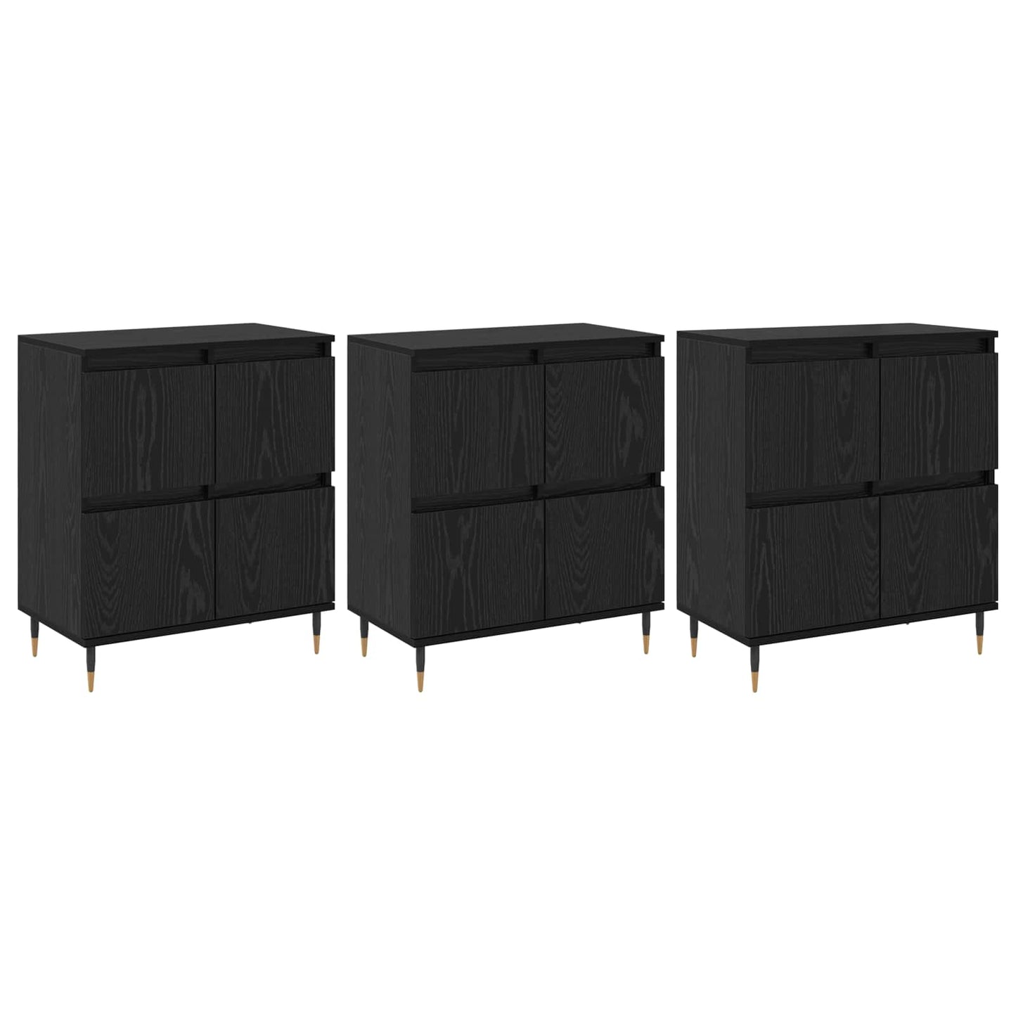 Aufbewahrungsschrank 3 pcs Schwarz Eichen-Optik 60 x 35 x 70 cm