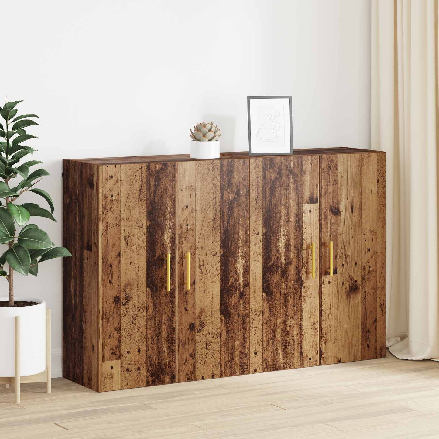 Wandschrank 2 stk. Altholz 69,5 x 34 x 90 cm Holzwerkstoff
