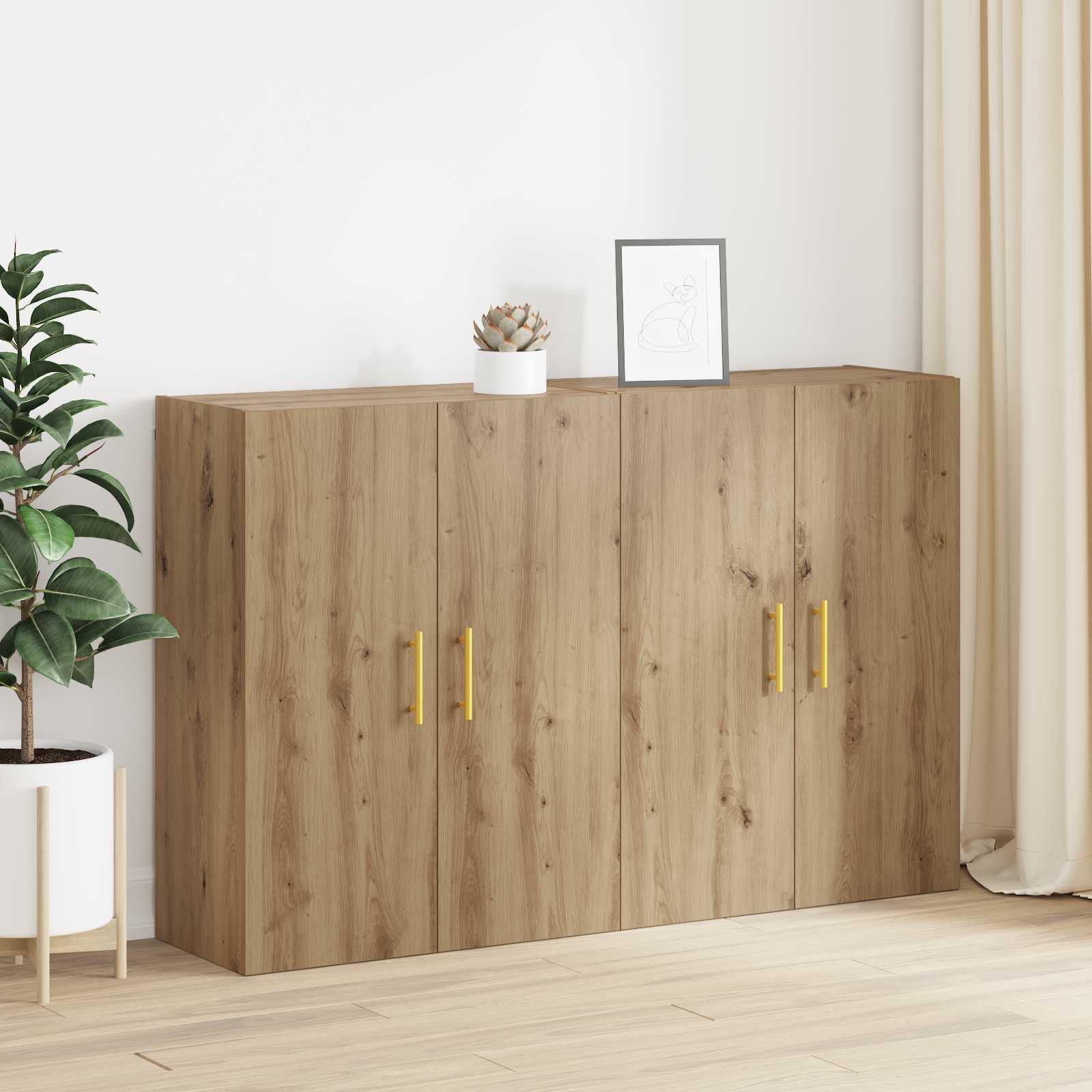 Wandschrank 2 stk. Artisan-Eiche 69,5 x 34 x 90 cm