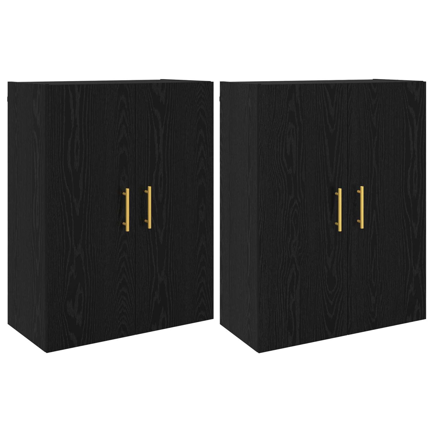 Wandschrank 2 stk. Schwarz Eichen-Optik 69,5 x 34 x 90 cm