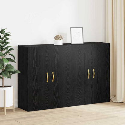 Wandschrank 2 stk. Schwarz Eichen-Optik 69,5 x 34 x 90 cm