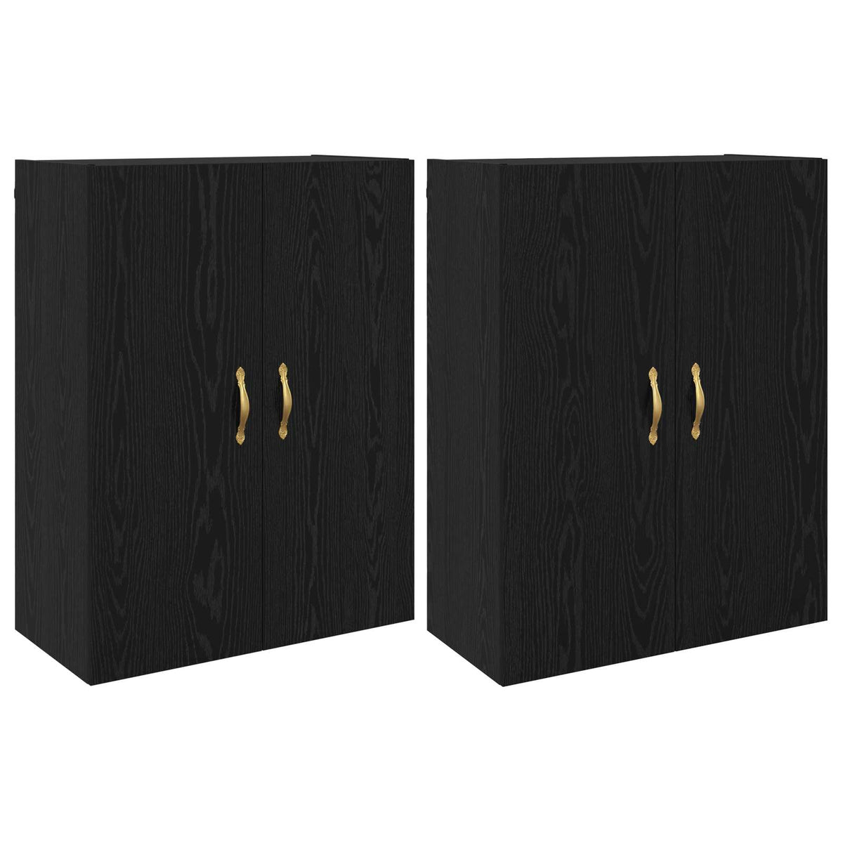 Wandschrank 2 stk. Schwarz Eichen-Optik 69,5 x 34 x 90 cm