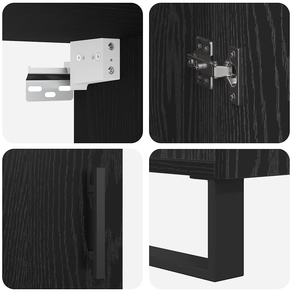 Highboard 2 stk. Schwarz Eichen-Optik 69,5 x 34 x 180 cm