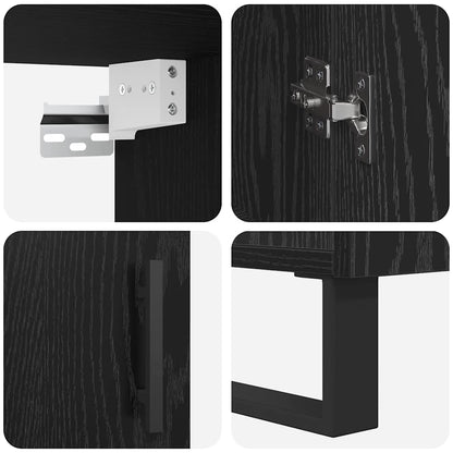 Highboard 2 stk. Schwarz Eichen-Optik 69,5 x 34 x 180 cm