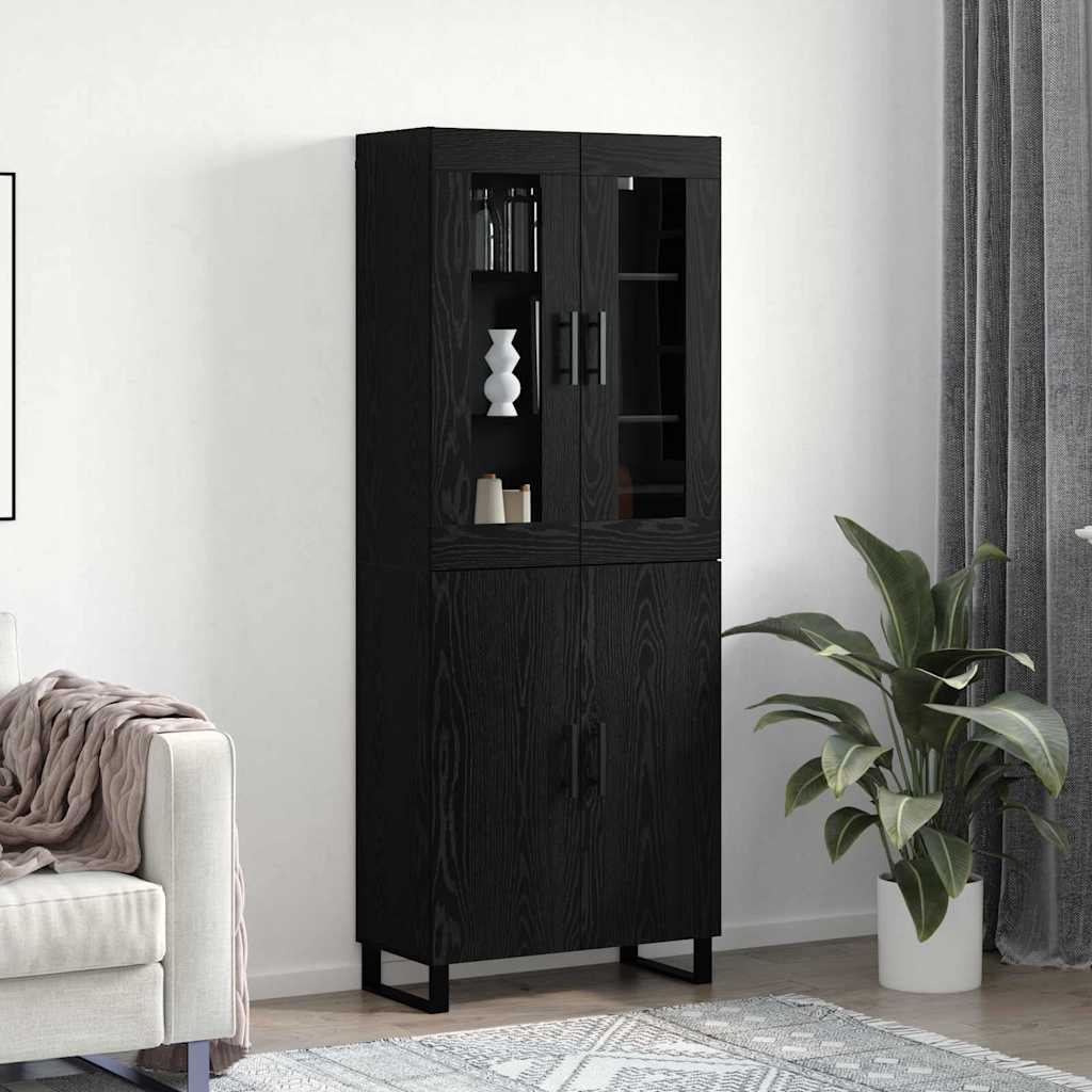 Highboard 2 stk. Schwarz Eichen-Optik 69,5 x 34 x 180 cm