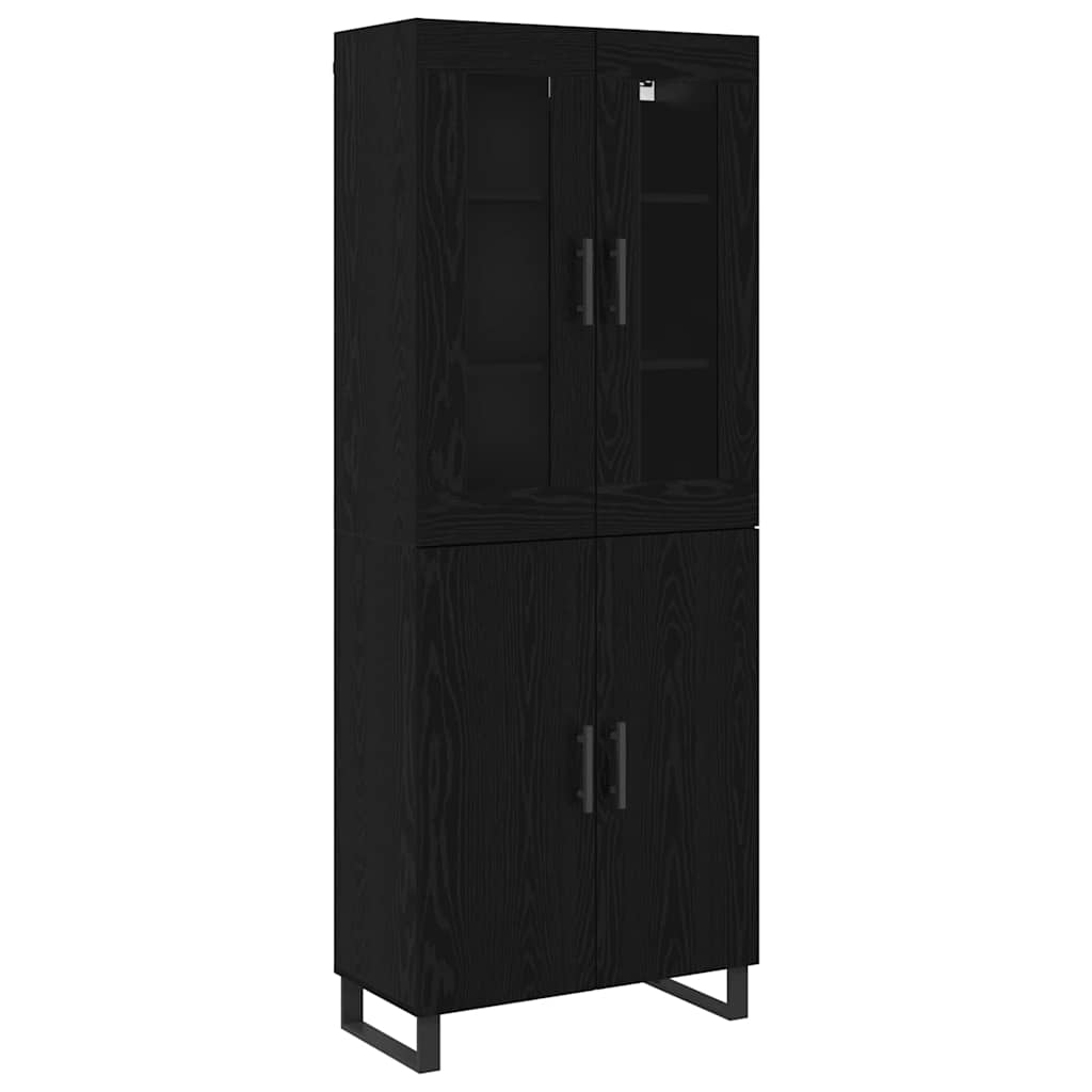 Highboard 2 stk. Schwarz Eichen-Optik 69,5 x 34 x 180 cm