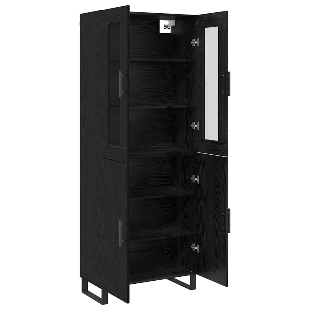 Highboard 2 stk. Schwarz Eichen-Optik 69,5 x 34 x 180 cm