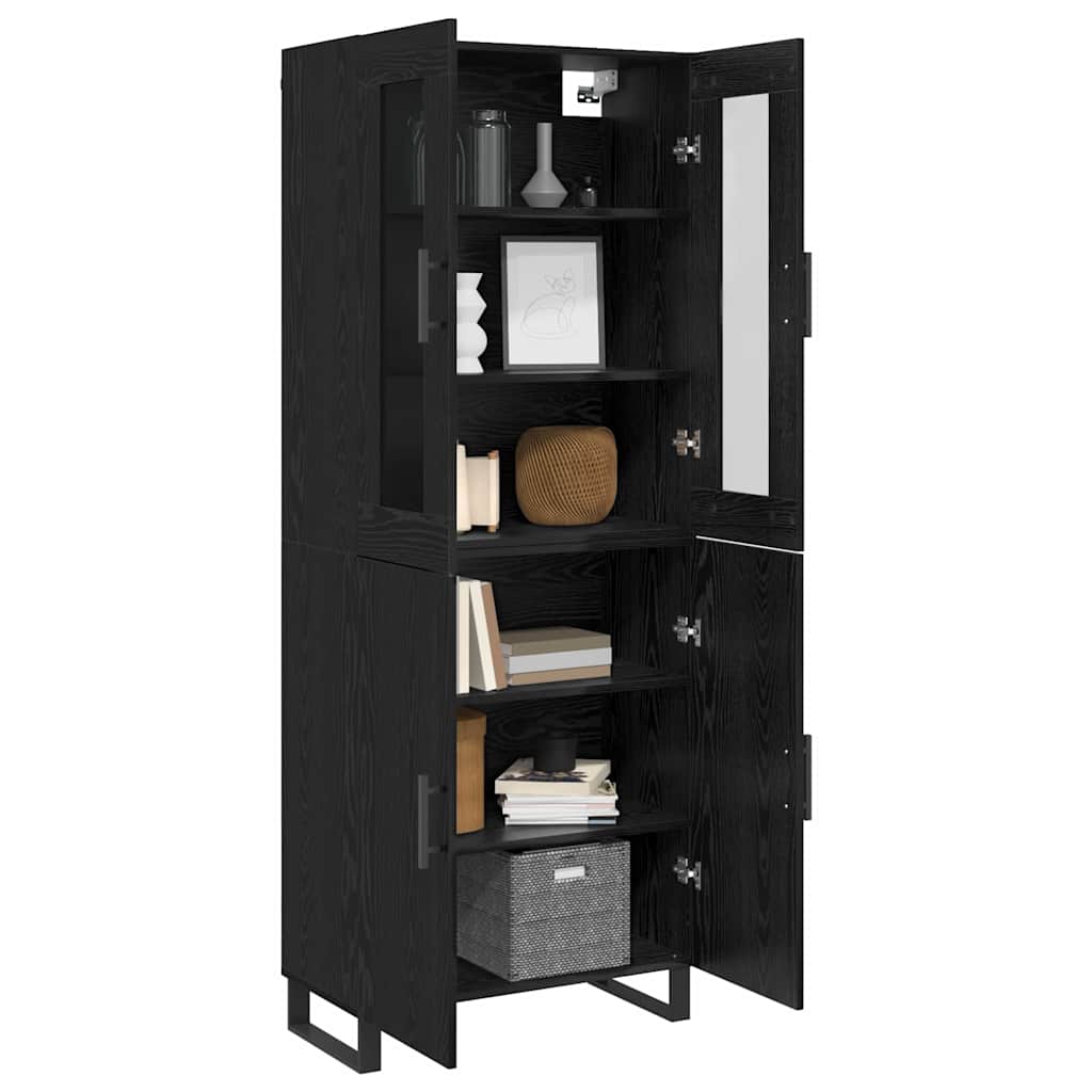 Highboard 2 stk. Schwarz Eichen-Optik 69,5 x 34 x 180 cm