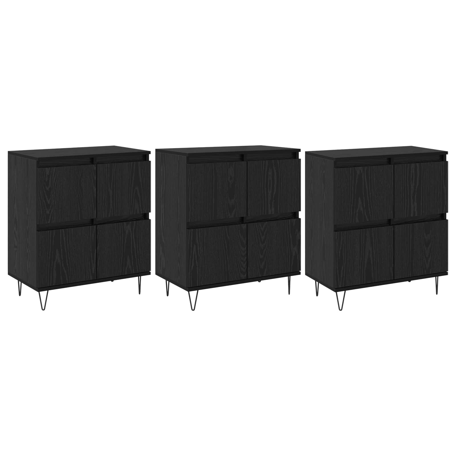 Sideboards 3 pcs Schwarz Eichen-Optik
