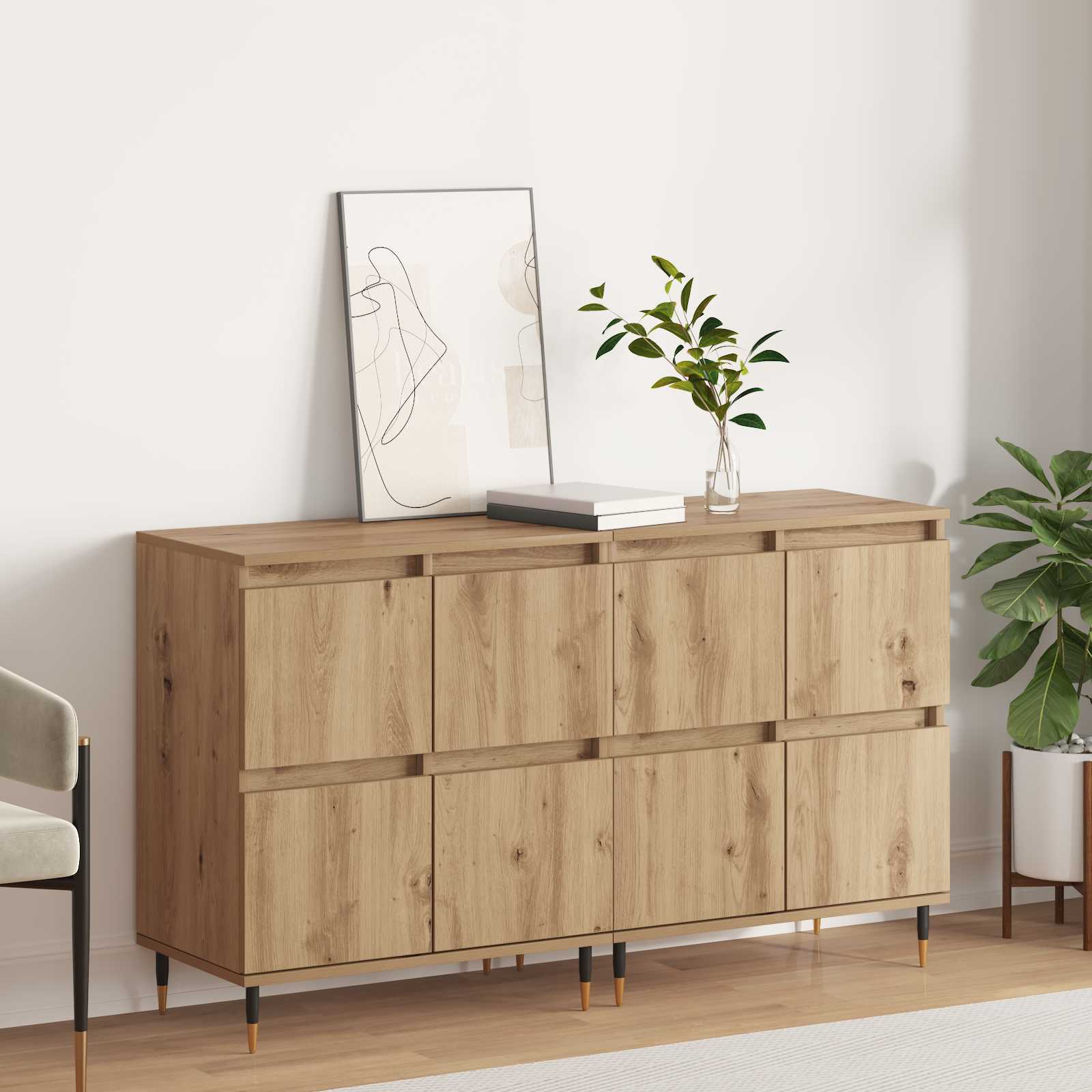 Aufbewahrungsschrank 2 stk. Artisan-Eiche 60 x 35 x 70 cm