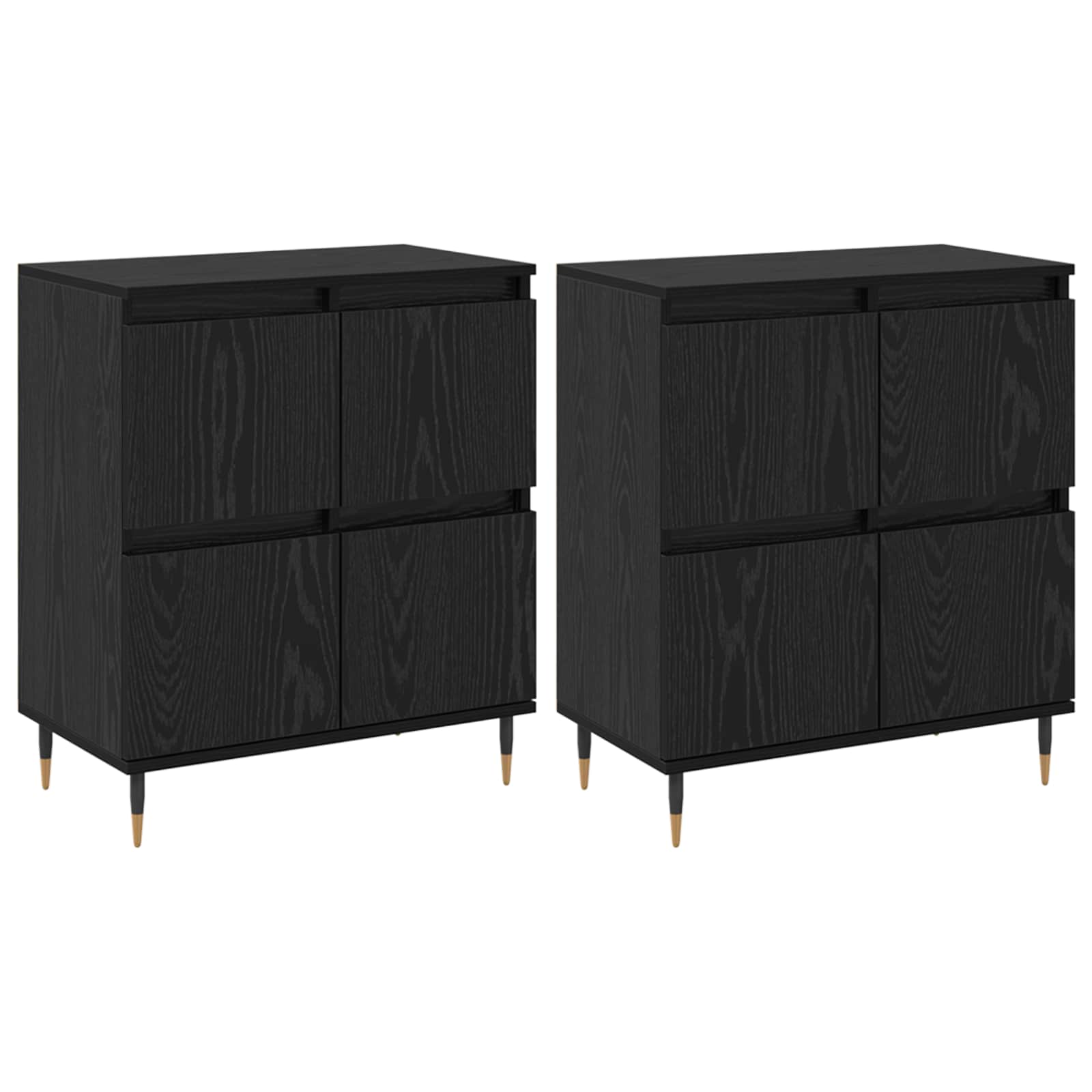 Aufbewahrungsschrank 2 pcs Schwarz Eichen-Optik 60 x 35 x 70 cm