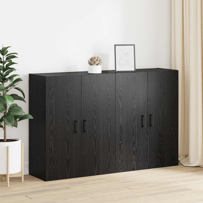 Wandschrank 2 stk. Schwarz Eichen-Optik 69,5 x 34 x 90 cm