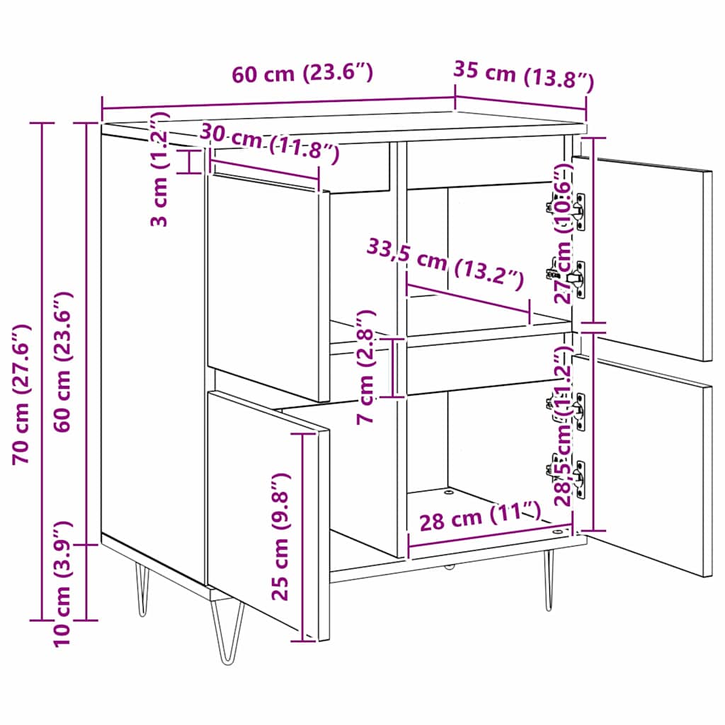 Sideboards 2 stk. Artisan-Eiche