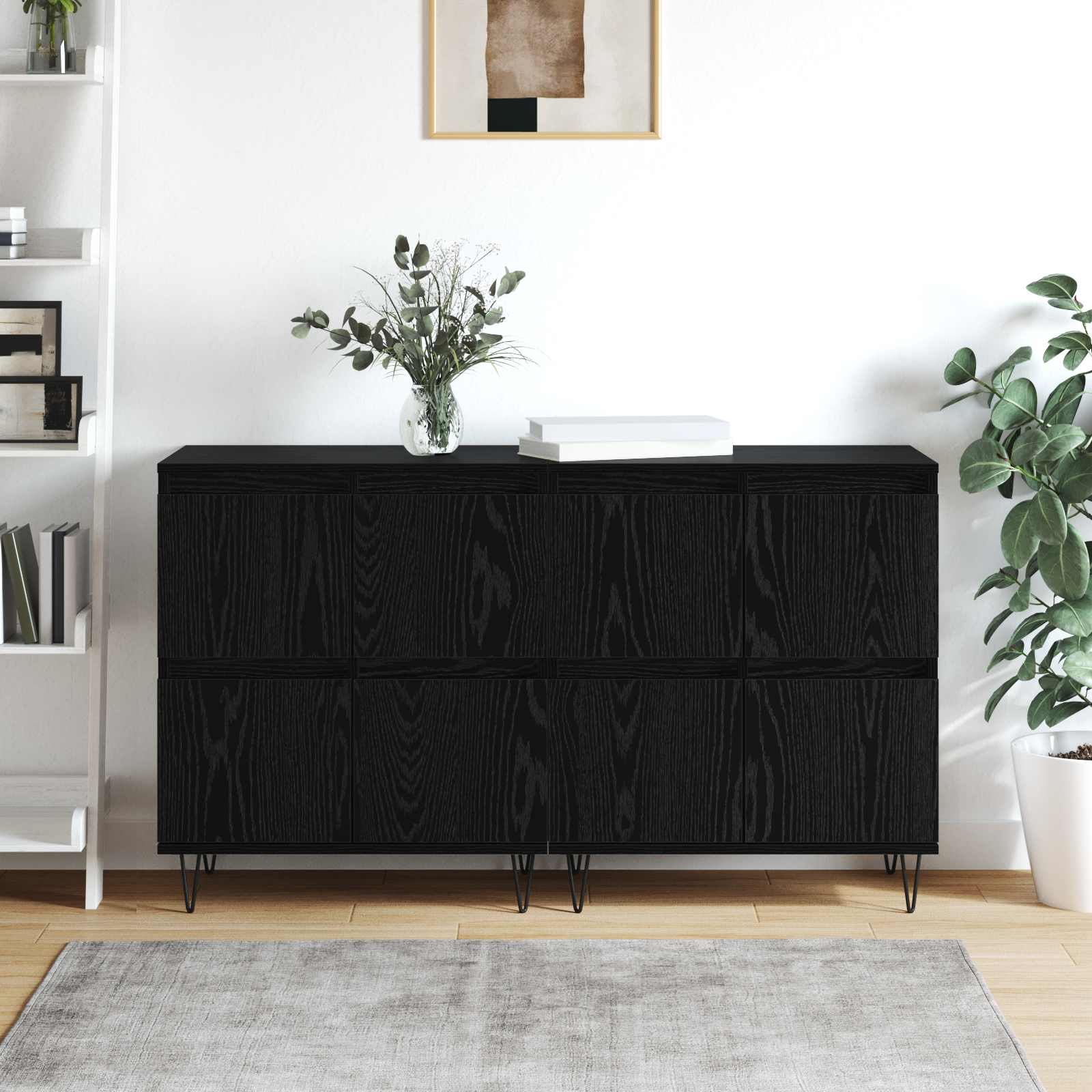 Sideboards 2 pcs Schwarz Eichen-Optik
