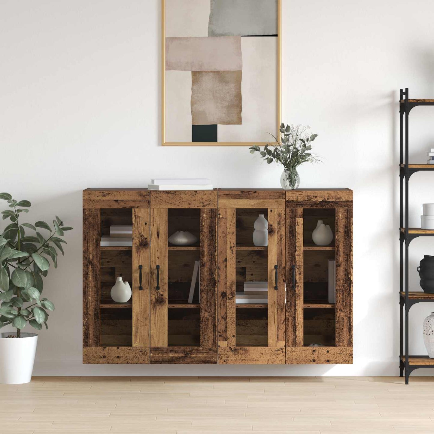 Wandmontierte Schränke 2 pcs Altholz 69,5 x 34 x 90 cm