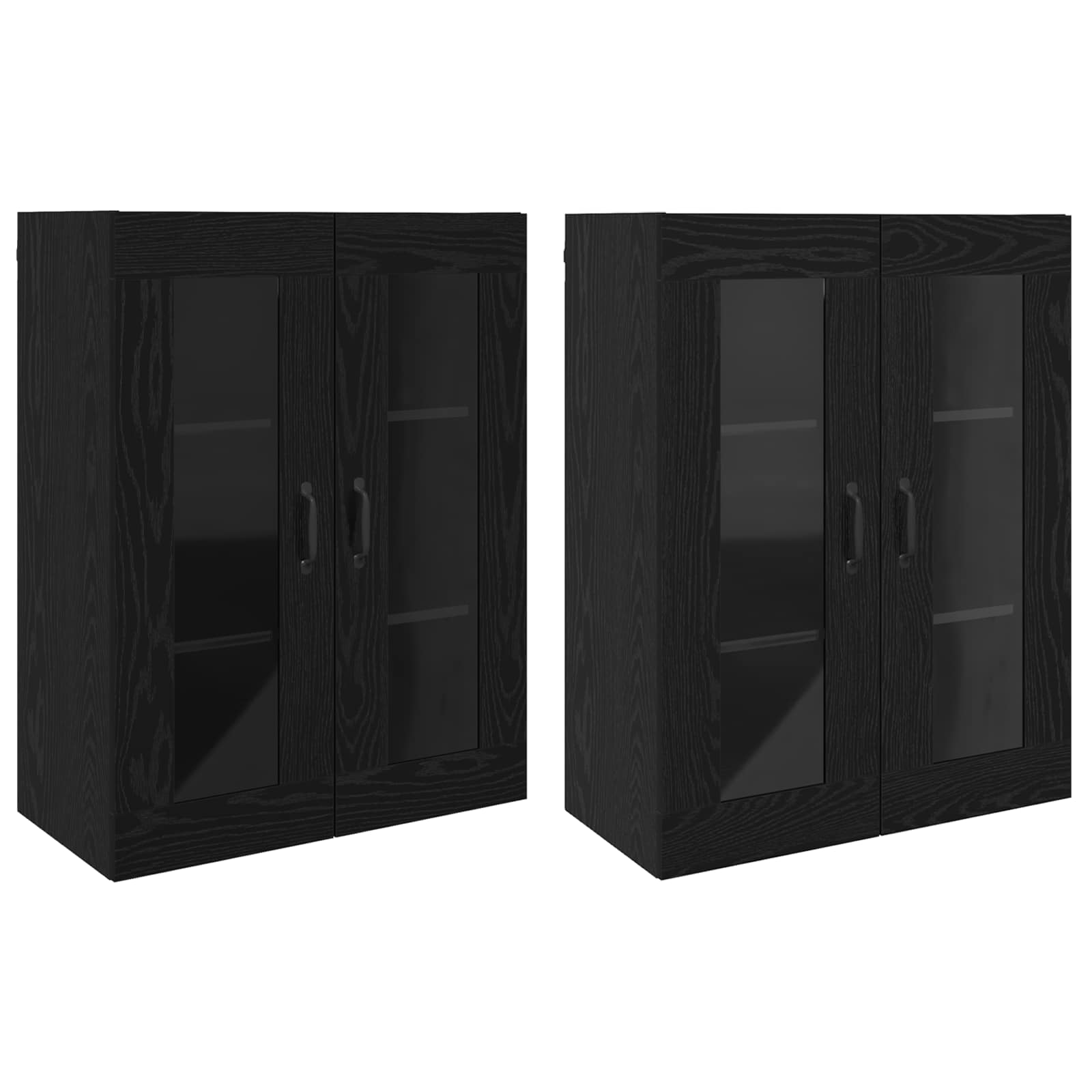 Wandmontierte Schränke 2 pcs Schwarz Eichen-Optik