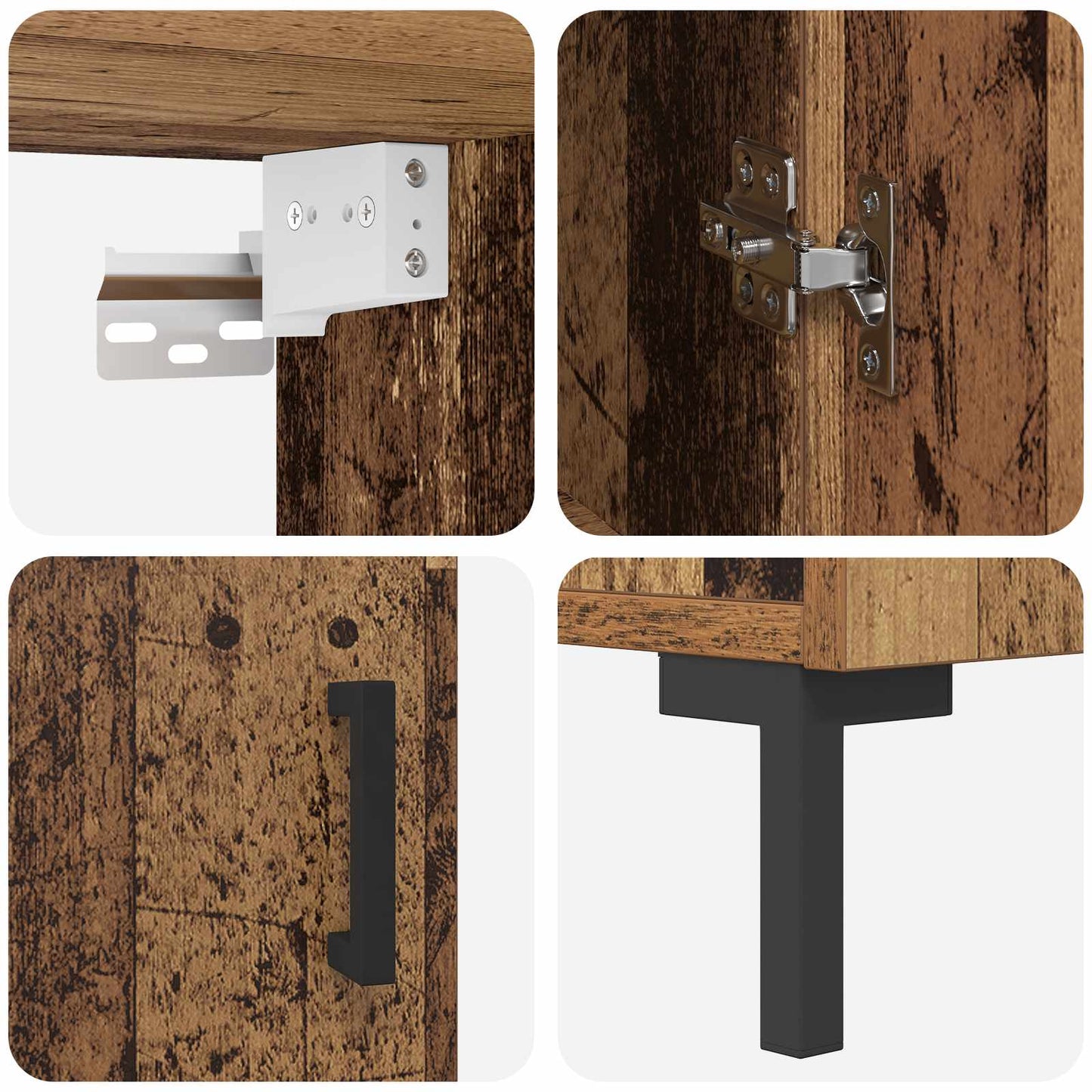 Highboard Wandmontiert Altholz 69,5 x 34 x 180 cm Holzwerkstoff