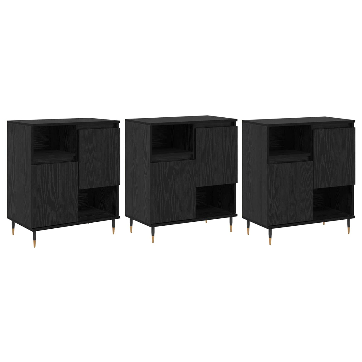 Sideboards 3 stk. Schwarz Eichen-Optik