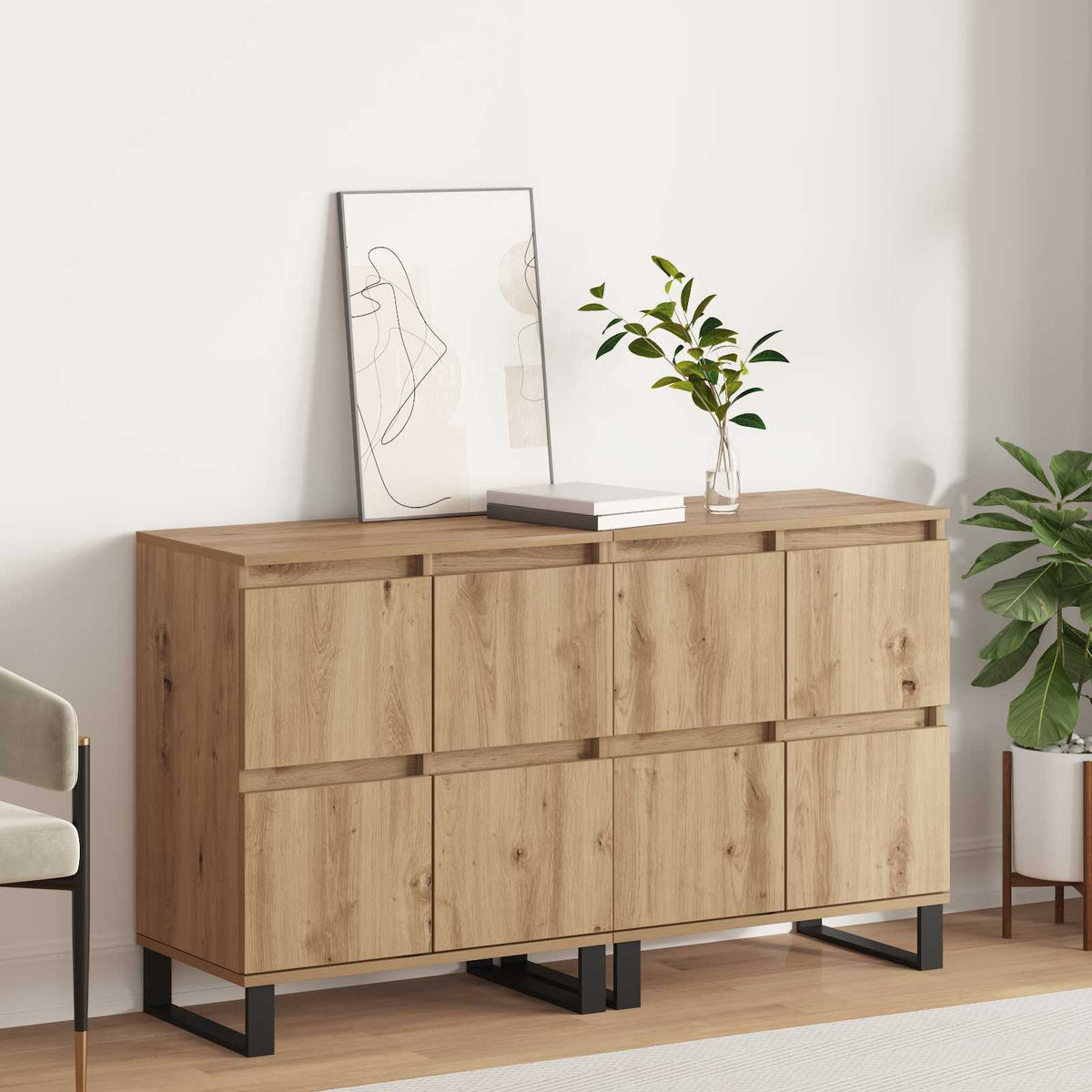 Sideboard 2 stk. Artisan-Eiche 60 x 35 x 70 cm